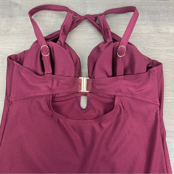 City Chic Merlot Cancun Underwire One Piece Swimsuit Sz.S(16) NWT - Picture 11 of 16